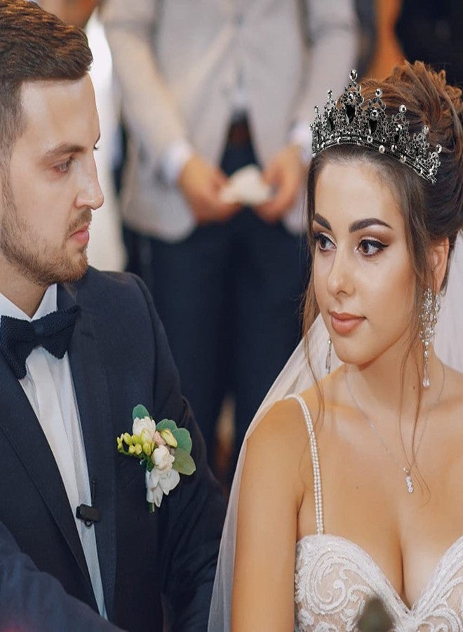 AOPRIE King & Queen Artemis Tiara and Crown for Women Men Crystal Hair Accessories for Wedding Prom Bridal Birthday Party Halloween Costume Christmas Gifts Black Princess Tiara - Image 5